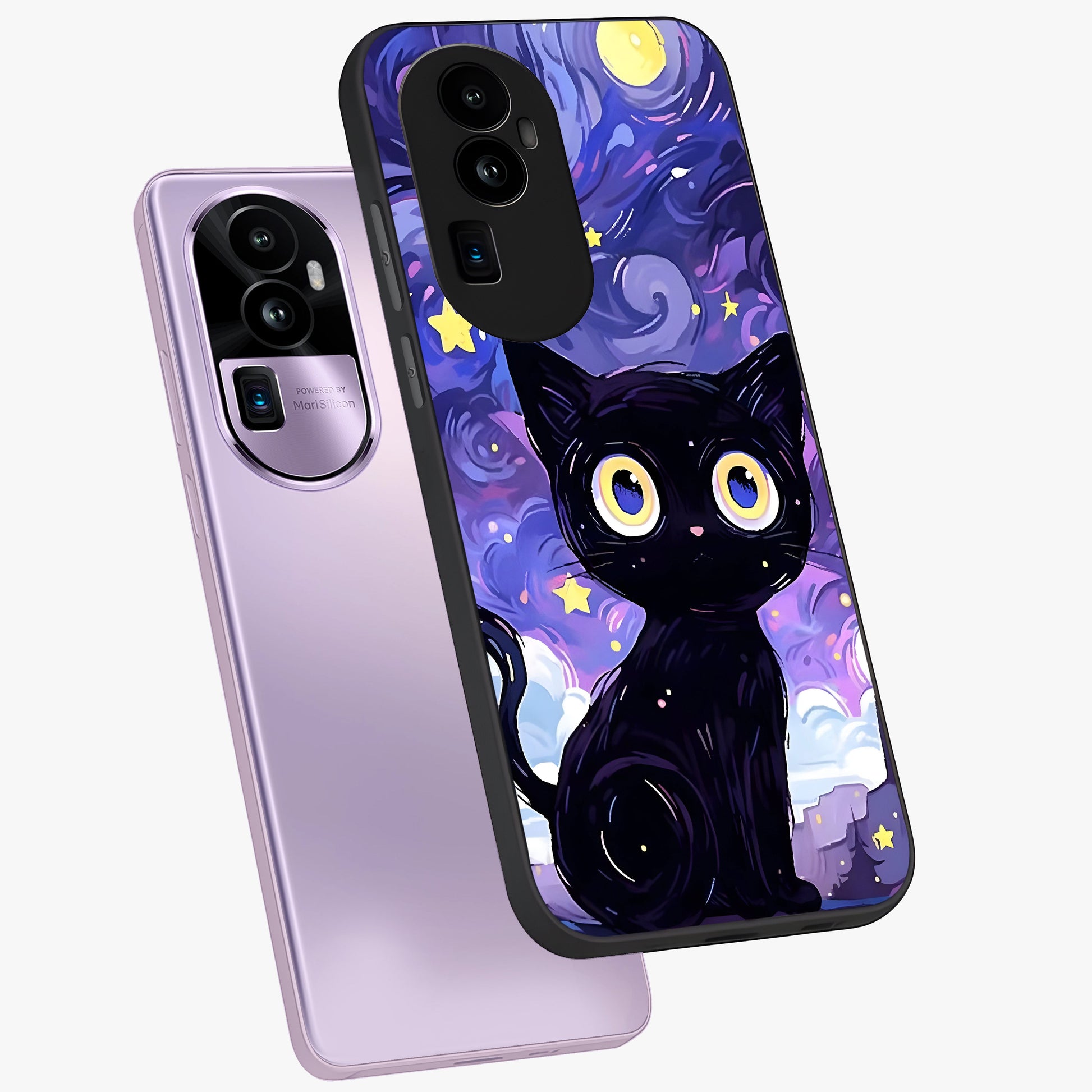 Abstract Cat Art Glass Case displayed in angled mockup highlighting modern abstract cat artwork and sleek glass surface.
