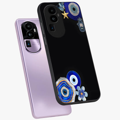 Aesthetic Blue Evil Eye Glass Case displayed in angled mockup highlighting blue evil eye symbol and spiritual aesthetic design.