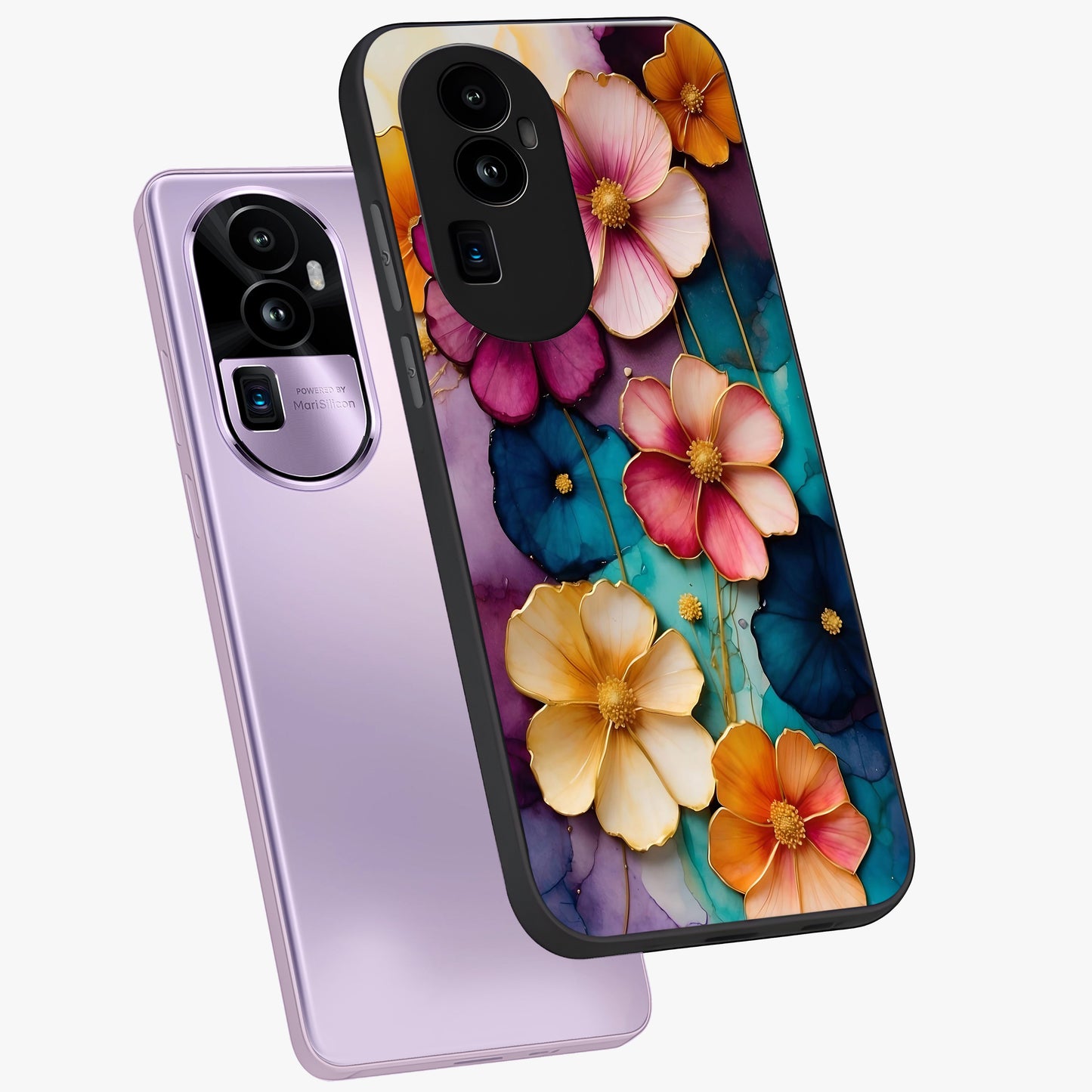 Artlyn Grace Flower Pattern Glass Case displayed in angled mockup highlighting delicate flower pattern design and smooth glass surface.