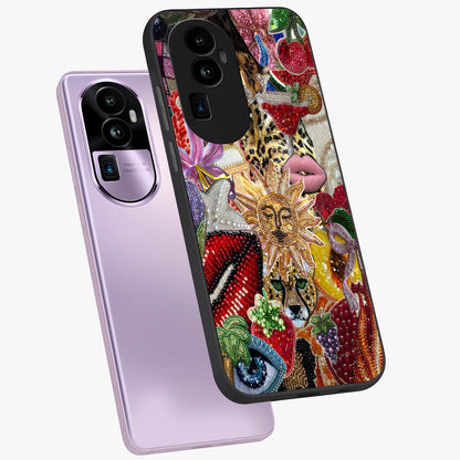 Beaded Fashion Jungle Glass Case displayed in angled mockup highlighting colorful fashion bead design and artistic pattern.