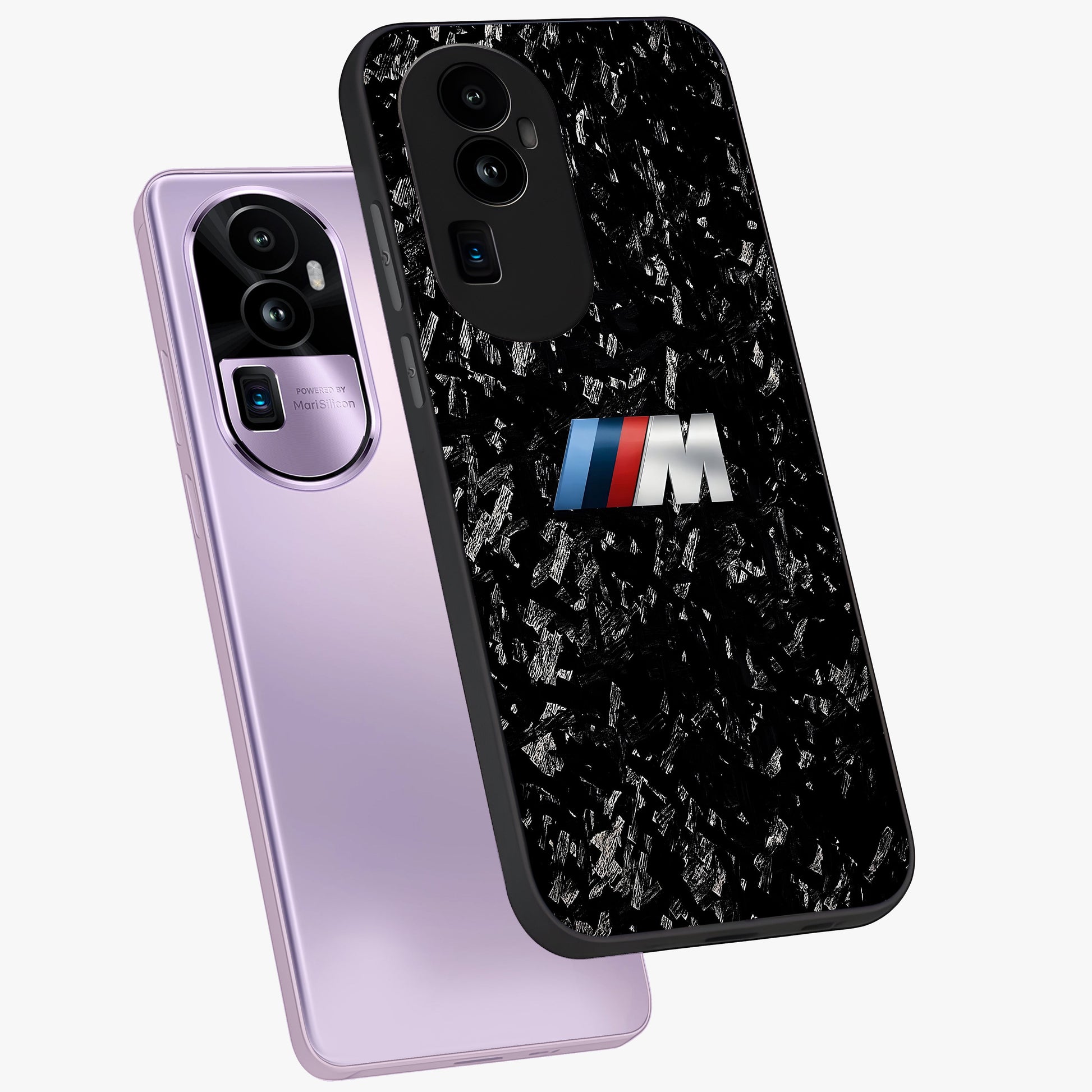 Carbon Speed Mark Glass Case displayed in angled mockup highlighting racing inspired carbon design and sleek aesthetic style.