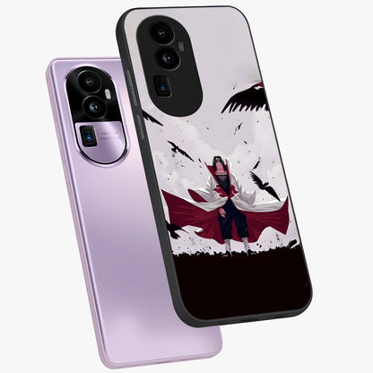 Crimson Crow Ascension Glass Case displayed in angled mockup highlighting powerful crow illustration with dark crimson aesthetic.
