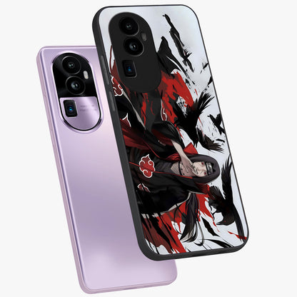 Crimson Crow Illusion Glass Case displayed in angled mockup highlighting mysterious crow graphic with dark aesthetic style.