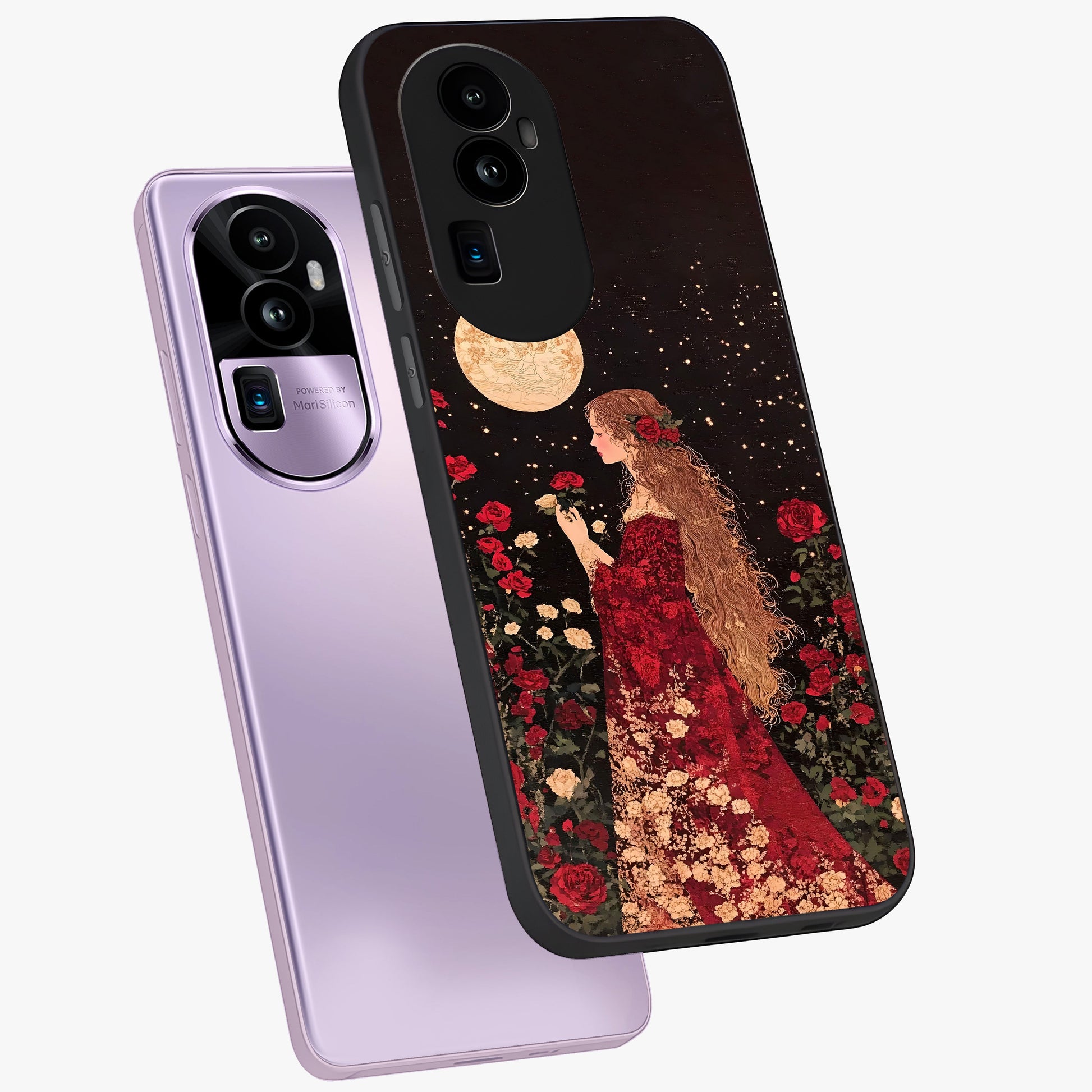 Crimson Dreams Glass Case displayed in angled mockup highlighting soft crimson aesthetic design with artistic theme.