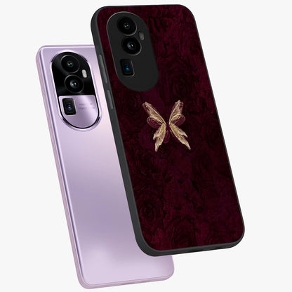 Crimson Fade Butterfly Glass Case displayed in angled mockup highlighting elegant butterfly design with crimson gradient aesthetic.
