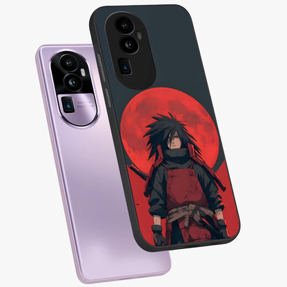 Crimson Moon Warlord Glass Case displayed in angled mockup highlighting dramatic crimson moon design with fantasy aesthetic.
