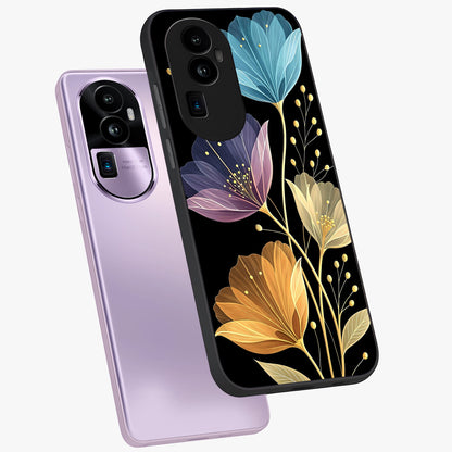 Delicate Multicolor Flowers Glass Case displayed in angled mockup highlighting colorful flower pattern with soft aesthetic style.