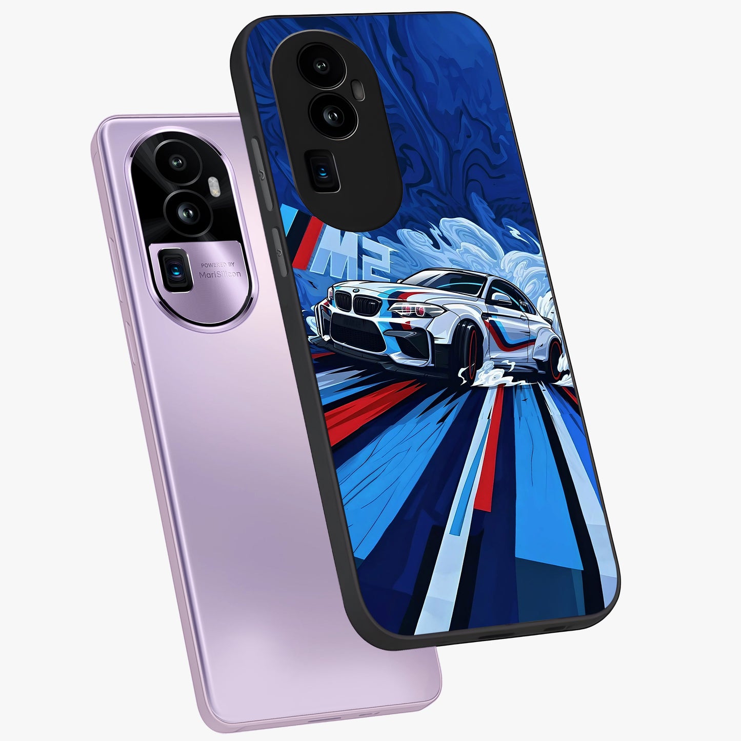Drift Power Rush Glass Case displayed in angled mockup highlighting powerful drift car design with sporty aesthetic style.