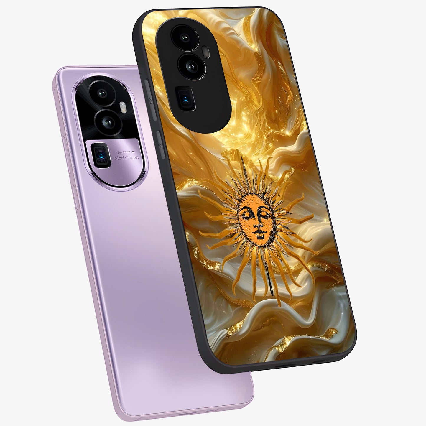 Eternal Golden Glow Glass Case displayed in angled mockup highlighting glowing golden aesthetic design with elegant style.