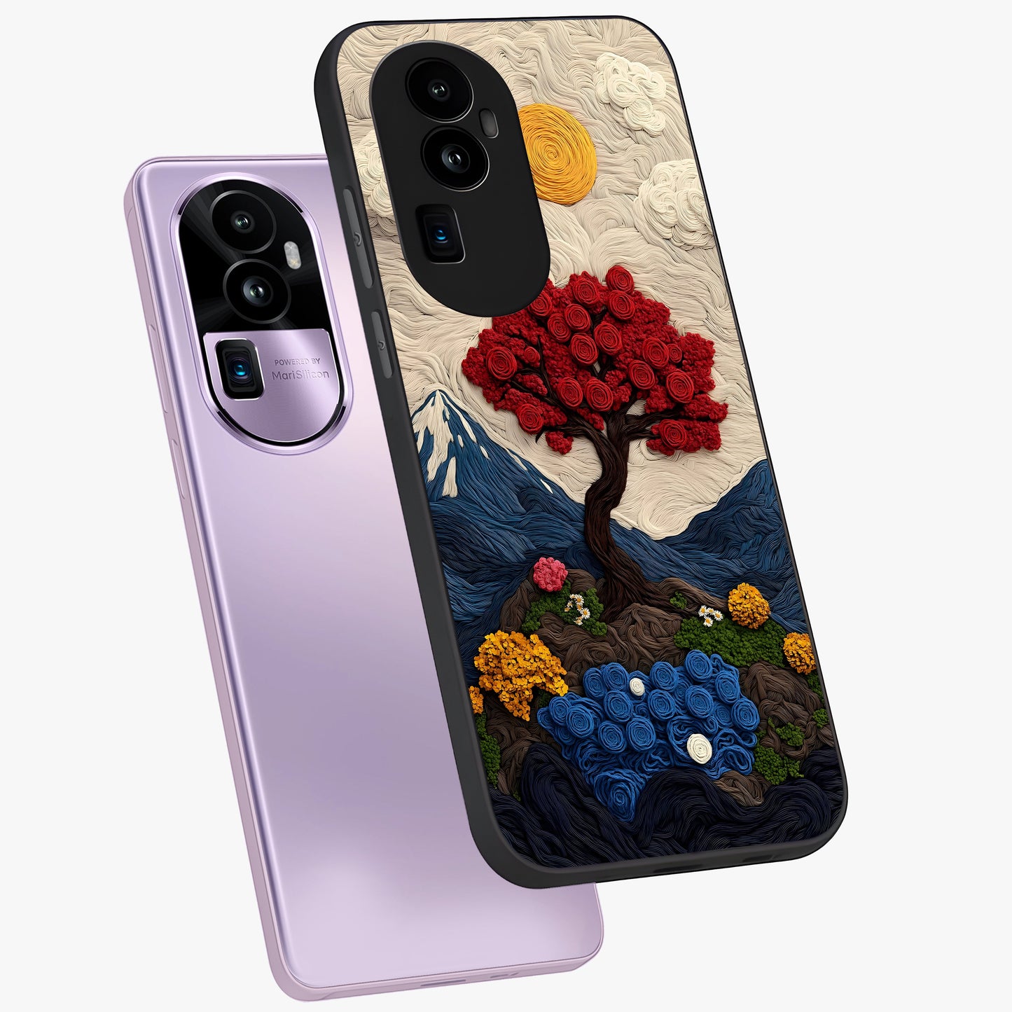 Eternal Nature Tapestry Glass Case displayed in angled mockup highlighting detailed botanical pattern with artistic aesthetic.