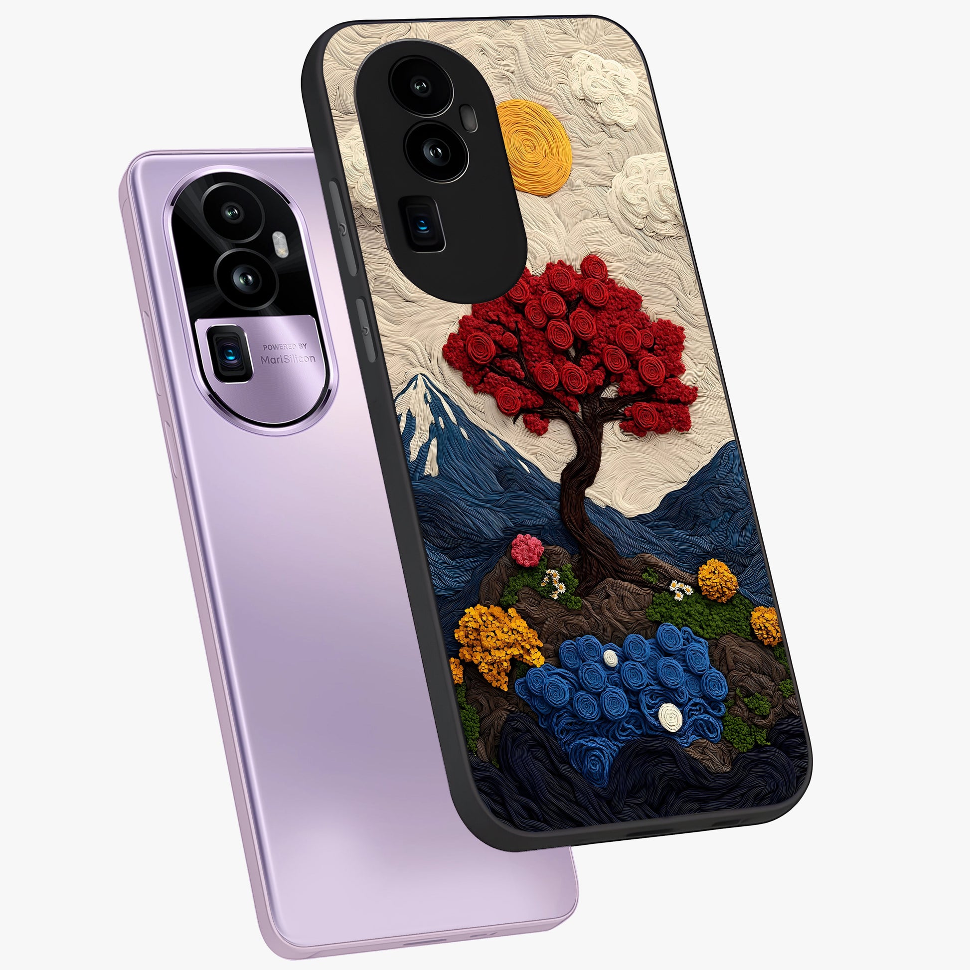 Eternal Nature Tapestry Glass Case displayed in angled mockup highlighting detailed botanical pattern with artistic aesthetic.