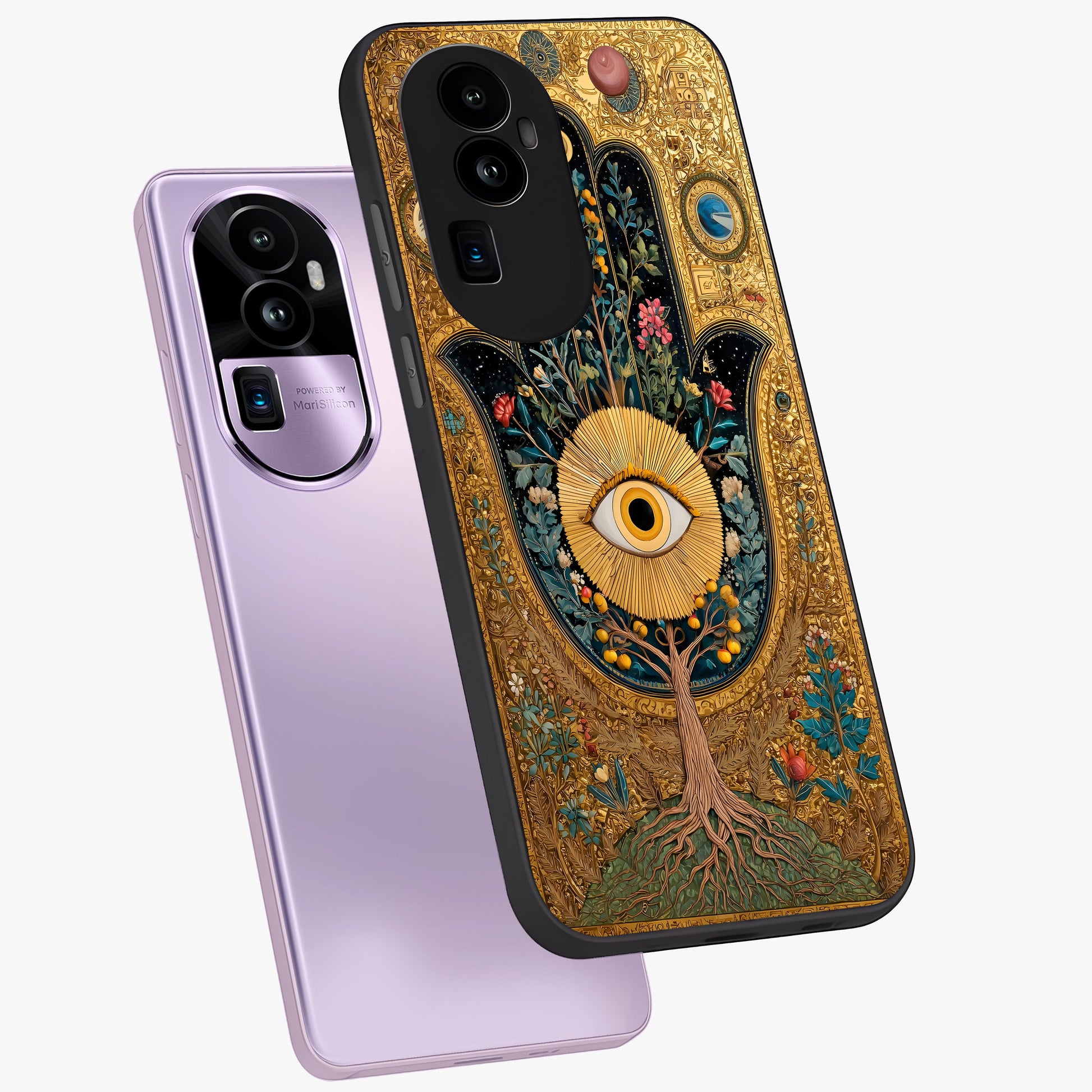 Ethereal Evil Eye Glass Case displayed in angled mockup highlighting protective evil eye symbol with spiritual aesthetic design.