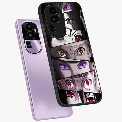 Eyes of Destiny Glass Case displayed in angled mockup highlighting bold eye illustration with mystical aesthetic style.
