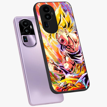 Firing Goku Glass Case displayed in angled mockup highlighting dynamic anime character design with action aesthetic.