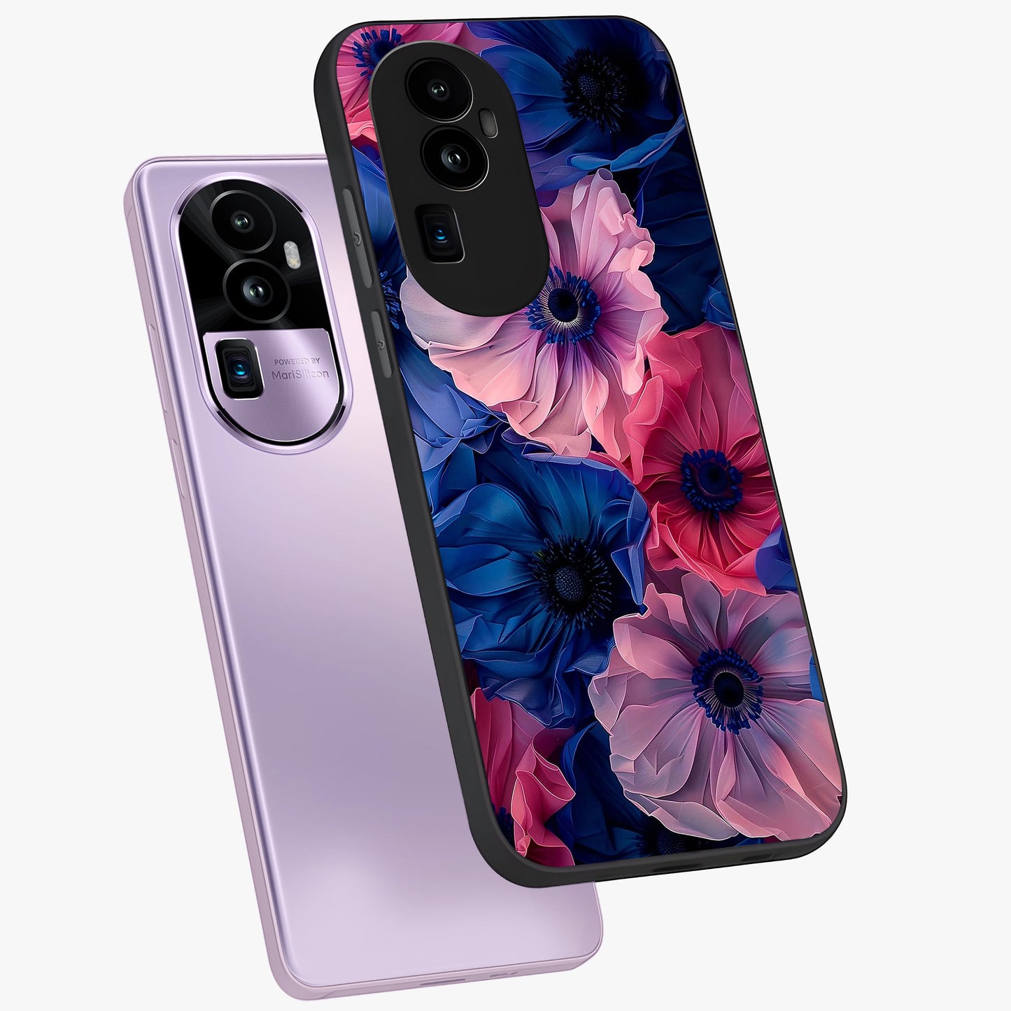Flower Paper Art Pattern Glass Case displayed in angled mockup highlighting layered paper flower design with artistic aesthetic.