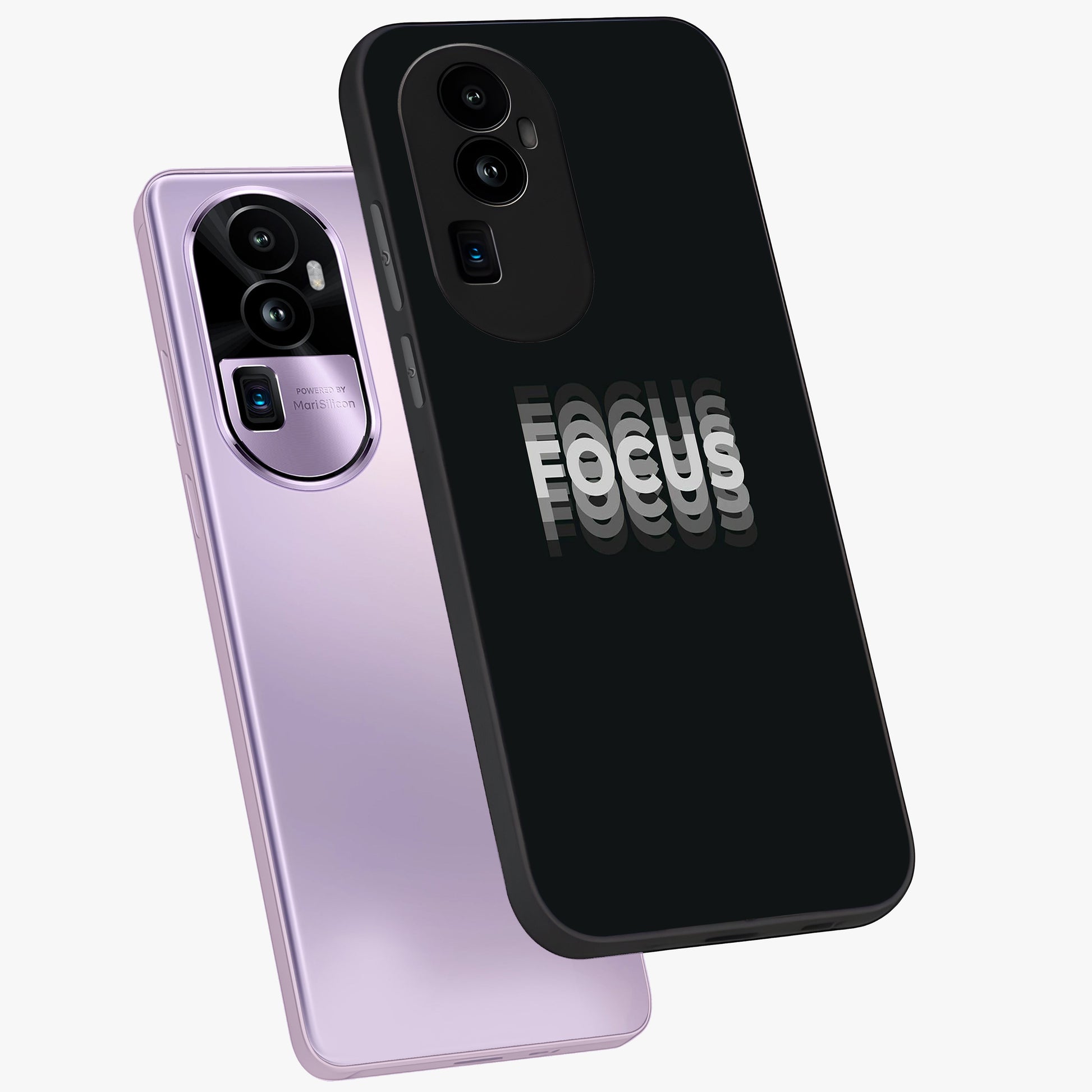 Focus Mode On Glass Case displayed in angled mockup highlighting clean minimal text artwork with modern aesthetic style.
