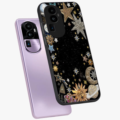 Galactic Jewel Stars Glass Case displayed in angled mockup highlighting shining celestial star design with cosmic aesthetic style.