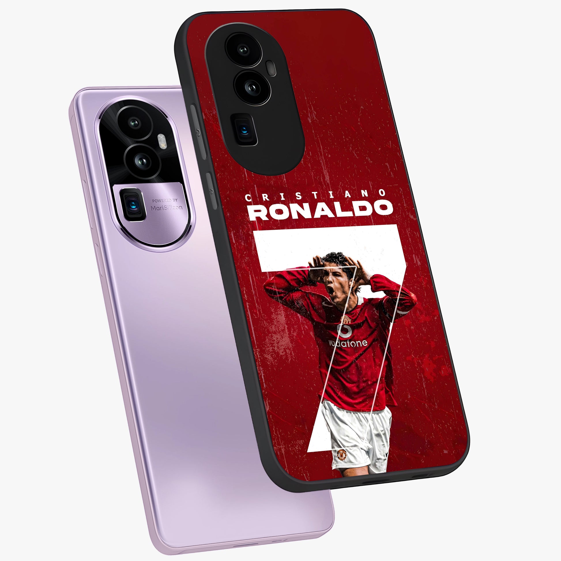 Goal Celebration Legacy Glass Case displayed in angled mockup highlighting energetic sports celebration design with bold athletic theme.