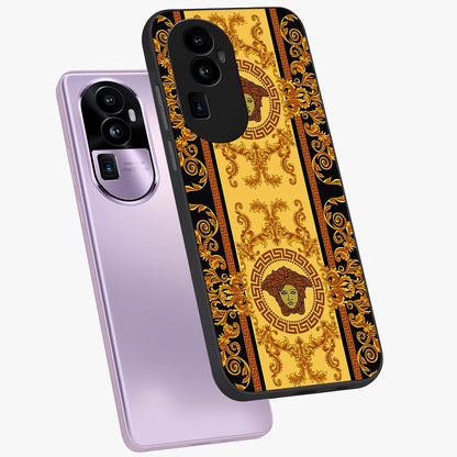 Golden Lotus Glow Glass Case displayed in angled mockup highlighting radiant lotus illustration with spiritual aesthetic.