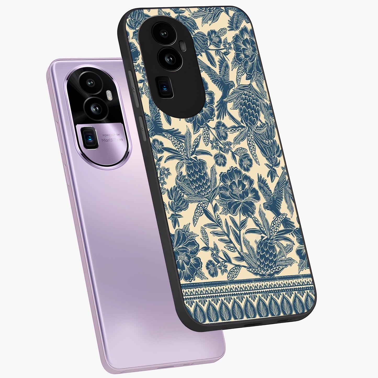 Heirloom Wild Bloom Glass Case displayed in angled mockup highlighting botanical bloom design with classic aesthetic style.