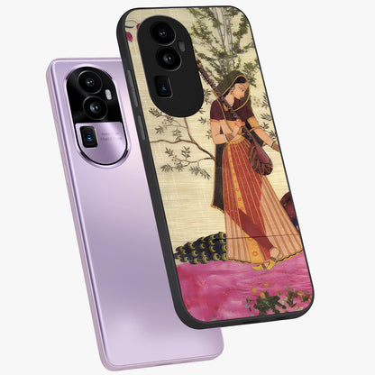 Lady With Veena Art Glass Case displayed in angled mockup highlighting graceful musical illustration with cultural artistic aesthetic.