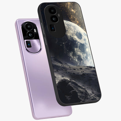 Lunar Horizon Glow Glass Case displayed in angled mockup highlighting celestial moon design with dreamy night aesthetic.