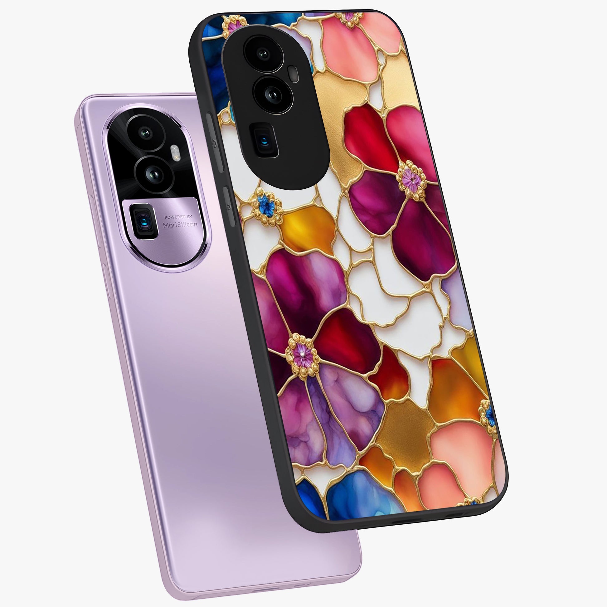 Marble Flower Pattern Glass Case displayed in angled mockup highlighting elegant marble floral design with modern aesthetic.