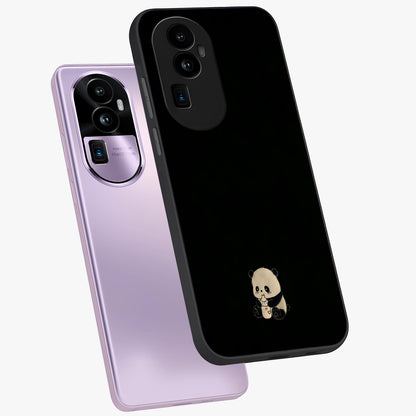 Midnight Panda Love Glass Case displayed in angled mockup highlighting adorable panda illustration with midnight aesthetic.