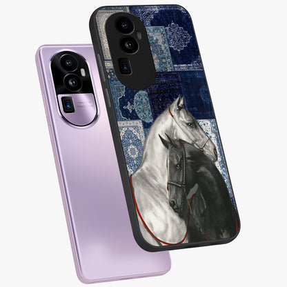 Midnight Stallion Blues Glass Case displayed in angled mockup highlighting powerful stallion illustration with deep midnight tones.