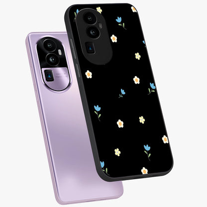 Minimal Petal Whispers Glass Case displayed in angled mockup highlighting delicate petal design with clean minimal aesthetic.