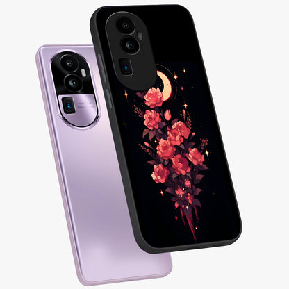 Moonlit Floral Elegance Glass Case displayed in angled mockup highlighting graceful flower design with soft moonlight aesthetic.