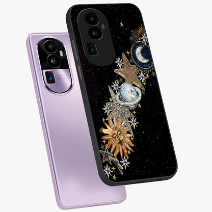 Pearls Universe Object Glass Case displayed in angled mockup highlighting celestial pearl design with dreamy aesthetic.