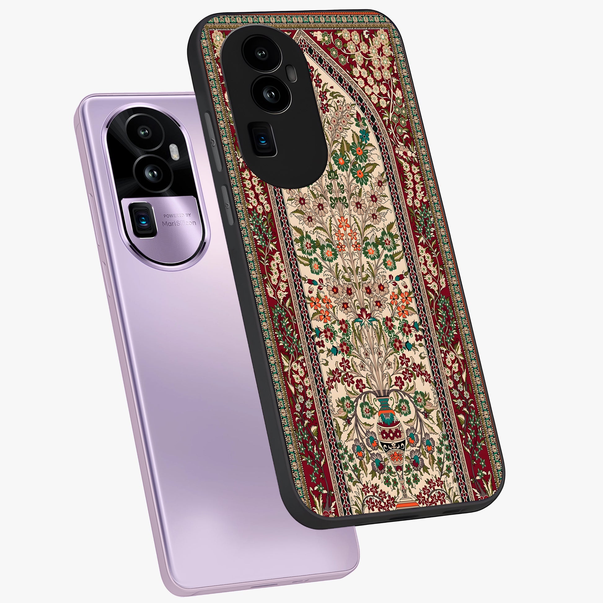 Persian Inspired Glass Case displayed in angled mockup highlighting intricate traditional design with elegant cultural aesthetic.