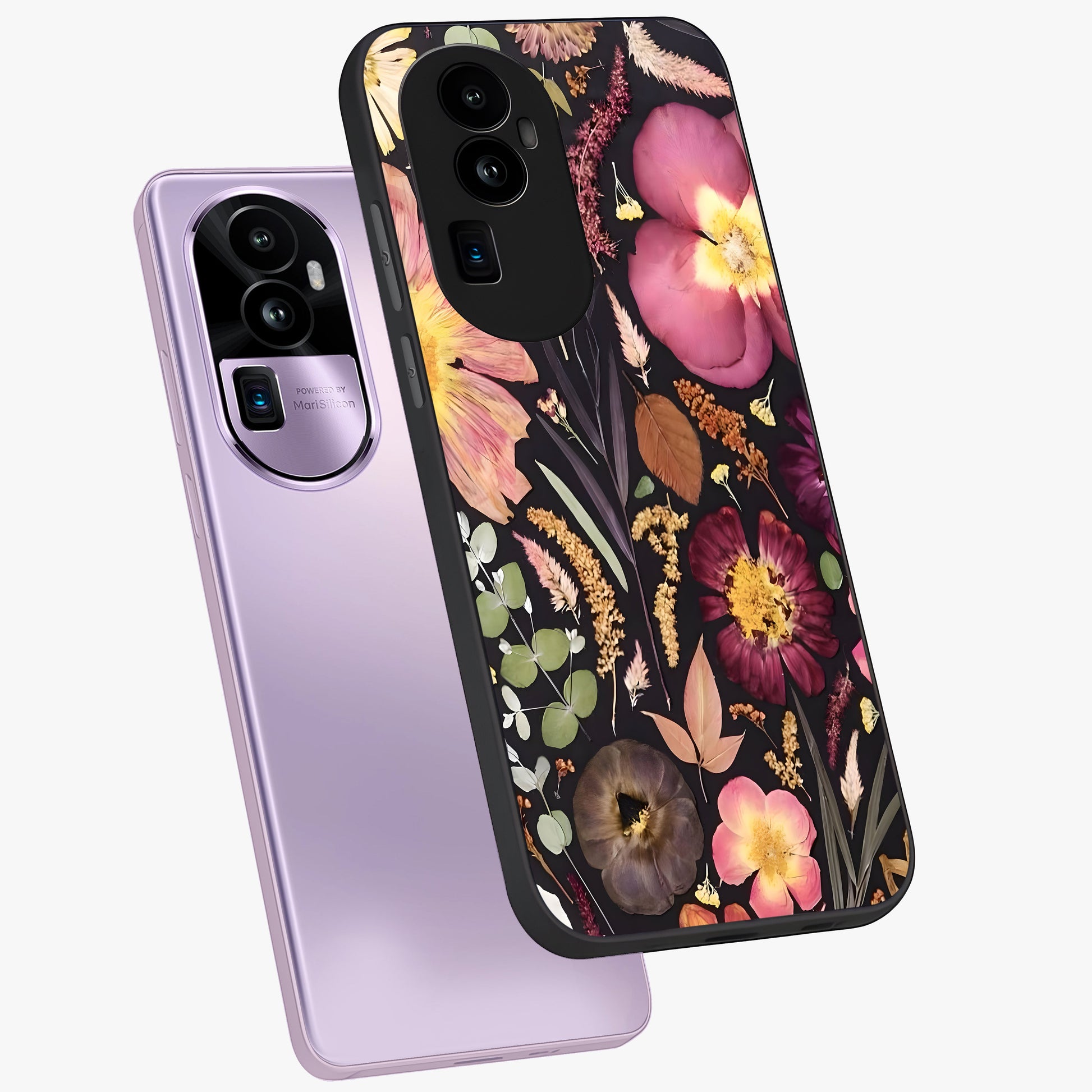 Petal Dream Tapestry Glass Case displayed in angled mockup highlighting decorative petal pattern with elegant botanical aesthetic.