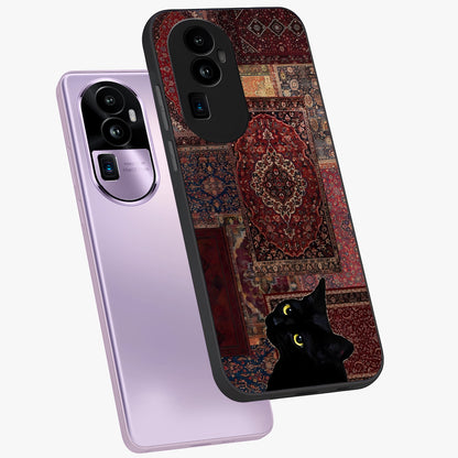 Regal Magic Cat Apple Glass Case displayed in angled mockup highlighting whimsical feline design with fantasy aesthetic.