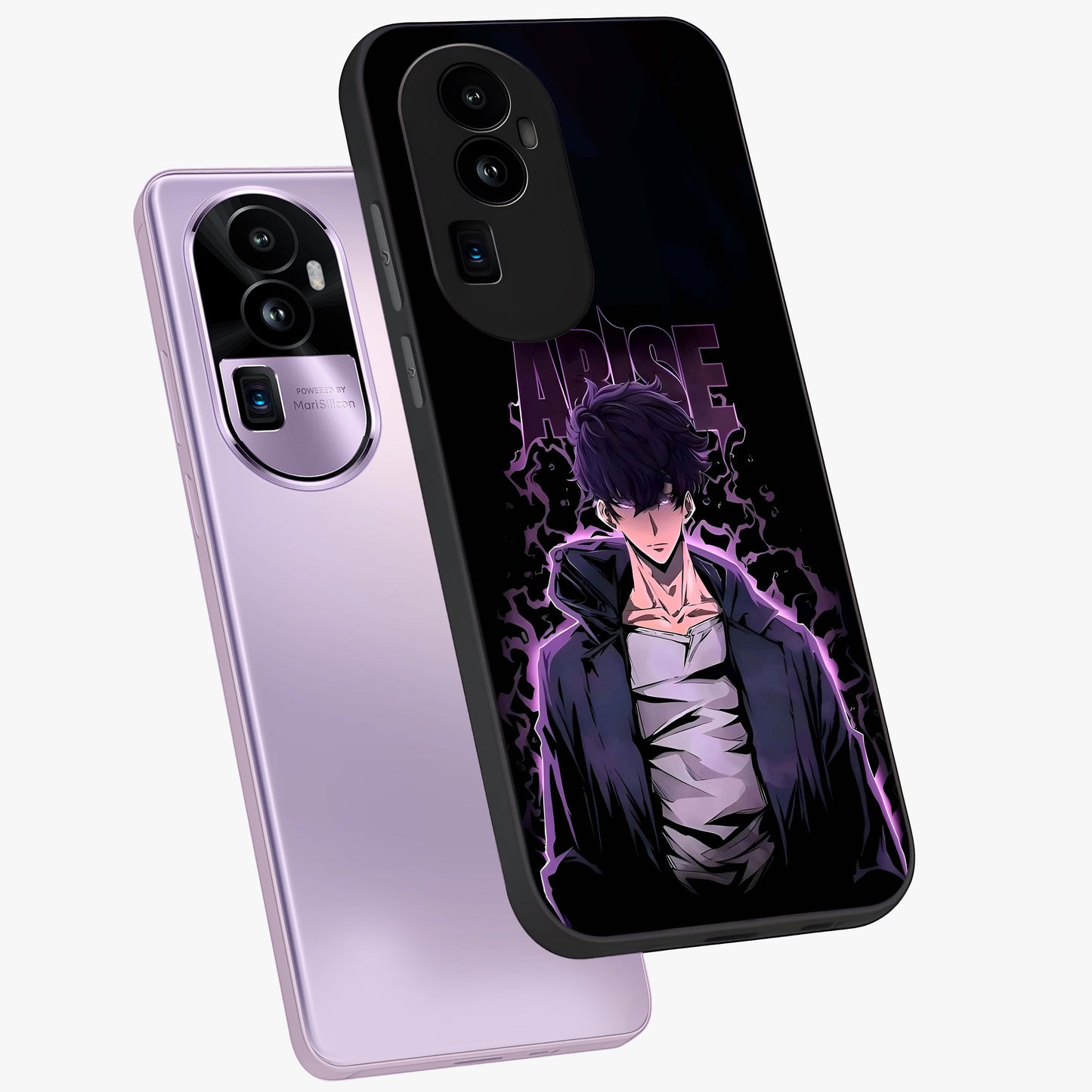 Shadow Monarch Awakening Glass Case displayed in angled mockup highlighting dramatic shadow warrior design with fantasy aesthetic.