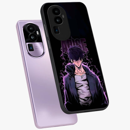Shadow Monarch Awakening Glass Case displayed in angled mockup highlighting dramatic shadow warrior design with fantasy aesthetic.