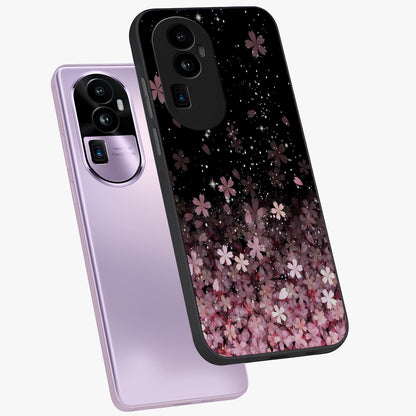 Small Starry Flowers Glass Case displayed in angled mockup highlighting tiny flower pattern with celestial aesthetic style.