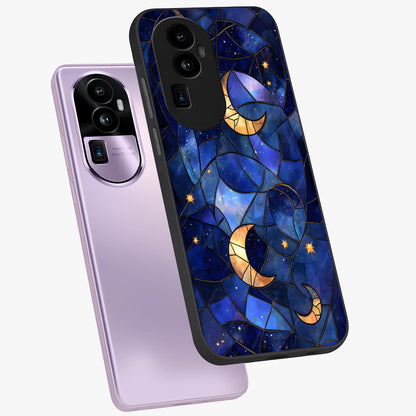 Starlit Sky Tapestry Glass Case displayed in angled mockup highlighting celestial night pattern with artistic aesthetic style.