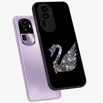 Starlit Swan Grace Glass Case displayed in angled mockup highlighting elegant swan illustration with dreamy celestial aesthetic.
