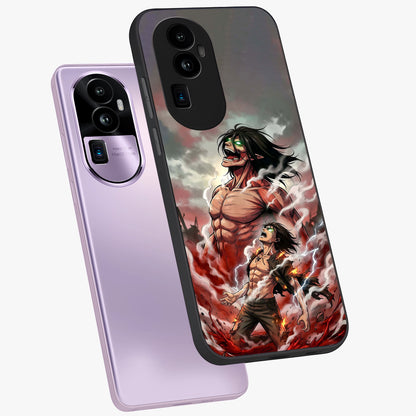 Titan Awakening Fury Glass Case displayed in angled mockup highlighting dramatic giant warrior design with bold anime aesthetic.
