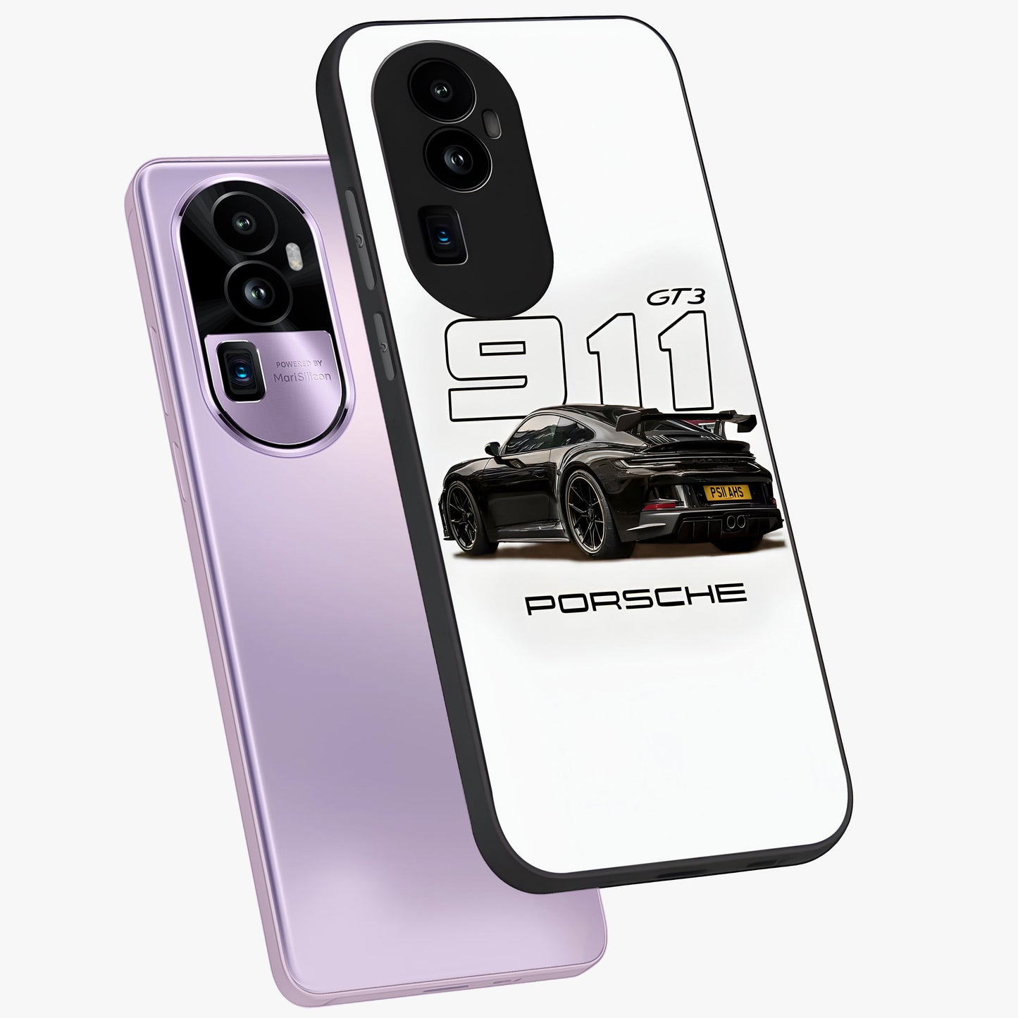 Turbo Legacy Icon Glass Case displayed in angled mockup highlighting dynamic automotive design with performance aesthetic.