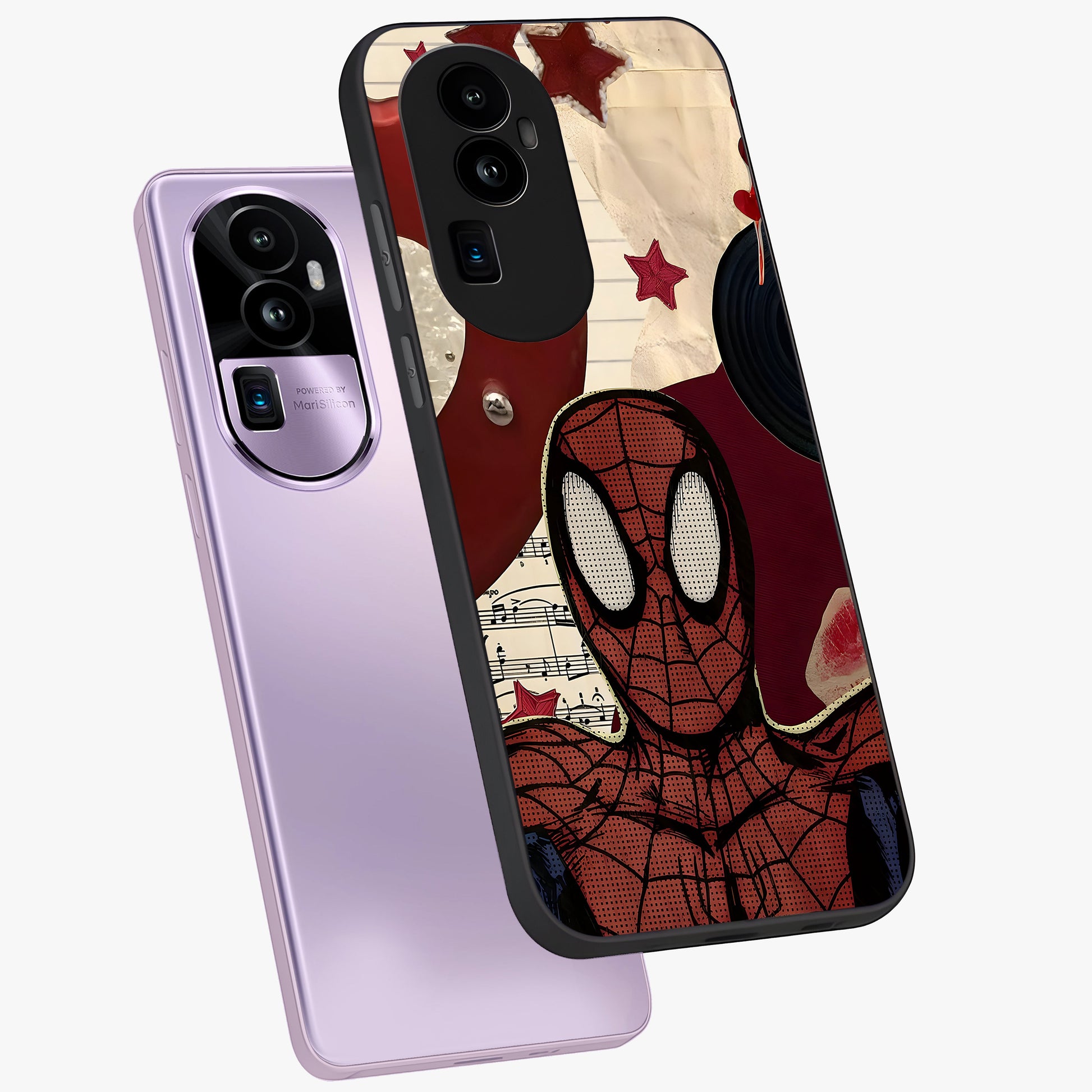 Web Warrior Vibes Glass Case displayed in angled mockup highlighting dynamic web design with comic style aesthetic.