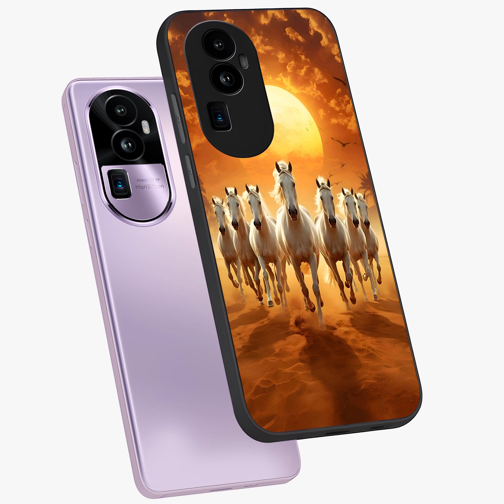 Wild Sunset Majesty Glass Case displayed in angled mockup highlighting vibrant sunset sky design with scenic aesthetic.
