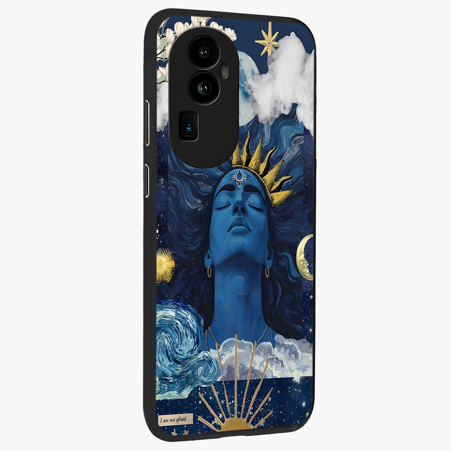 Aesthetic Lord Shiva Glass Case upright view showcasing powerful Lord Shiva artwork with devotional theme.