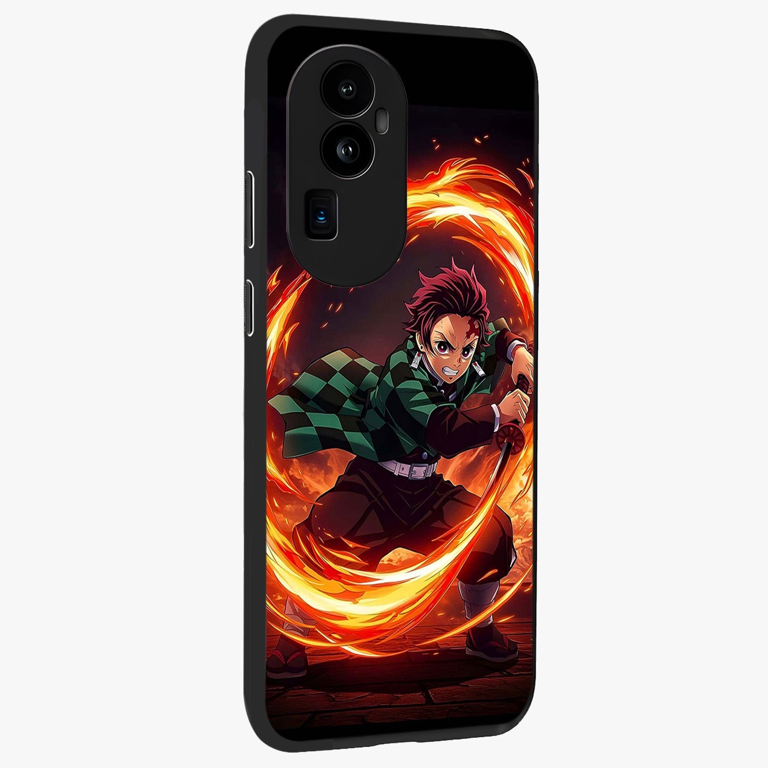 Blazing Sword Resolve Glass Case upright view showcasing dramatic warrior inspired artwork with intense visual style.