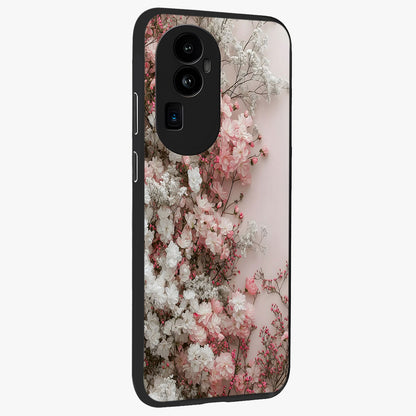 Blush Blossom Cloud Glass Case upright view showcasing calm floral cloud artwork with gentle dreamy theme.