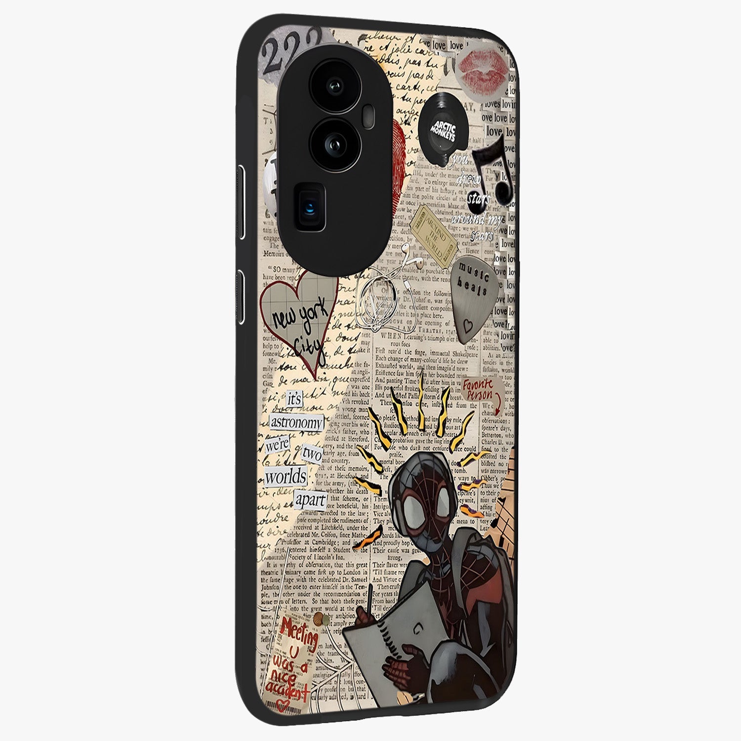 City Dream Sketch Glass Case upright view showcasing urban skyline artwork with stylish hand drawn design.