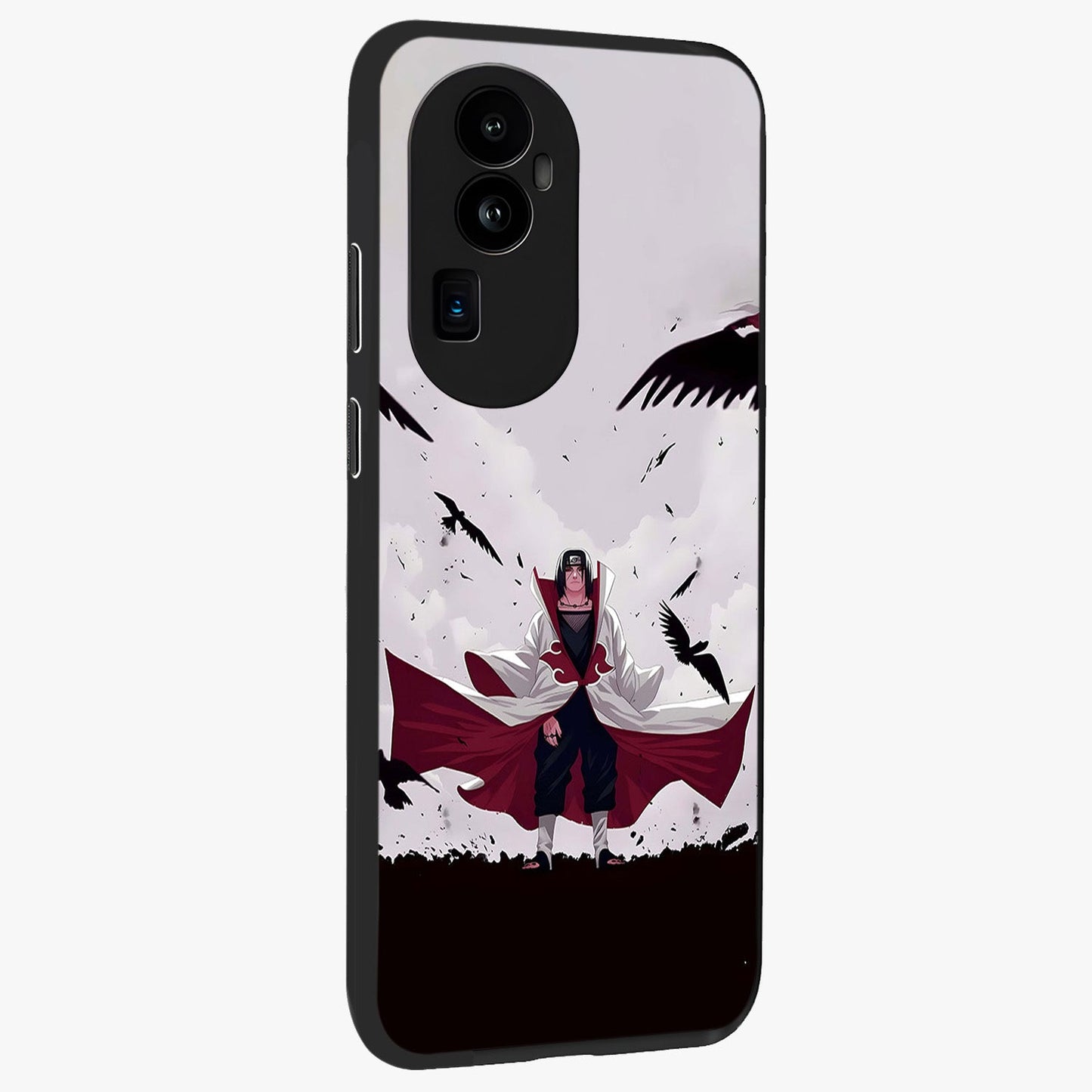 Crimson Crow Ascension Glass Case upright view showcasing dramatic crow artwork with bold gothic theme.