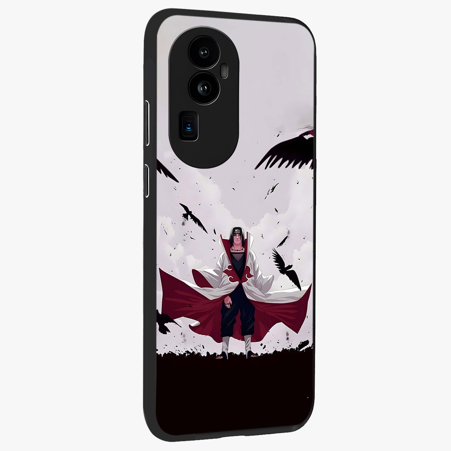 Crimson Crow Ascension Glass Case upright view showcasing dramatic crow artwork with bold gothic theme.